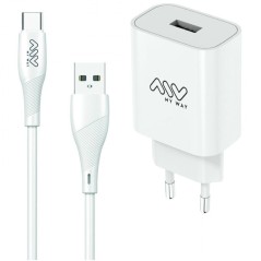 h2Myway pack cargador de pared USB 15W cable USB C 12m blanco h2divEl pack definitivo para tus viajes llevalo siempre contigo y