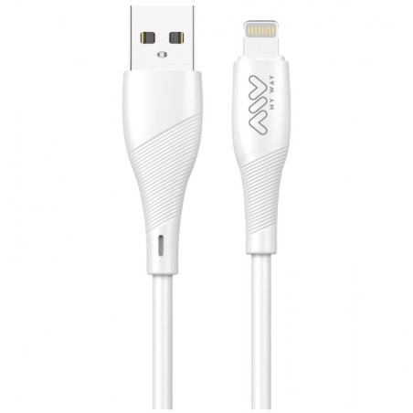 h2Myway cable USB Lightning 24A 1m blanco h2pCable para carga y sincronizacion de MyWay con conector USB a Lightning de 24A tie