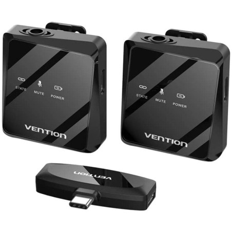h2Microfono de Clip inalambrico USB C paquete de 2 tipo negro h2divEl microfono inalambrico con clip Vention representa una sol