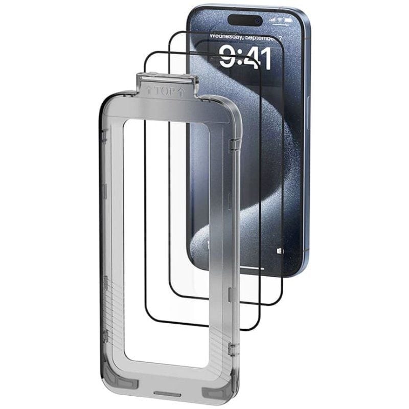 Protector de pantalla de cristal templado vention kujtca-10 para iphone 15 + herramienta de instalación antipolvo