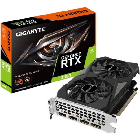 h2GeForce RTX 3050 WINDFORCE OC V2 6G h2divph2CARACTERiSTICA CLAVE h2pulliMultiprocesadores NVIDIA Ampere Streaming liliNucleos
