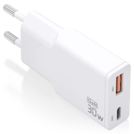 ph2Cargador Gan de Pared Aisens ASCH 30W2P046 W h2pCargador GaN USB C 30W para cargar portatiles moviles camaras y tablets etc 