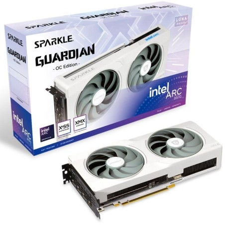 ph2Tarjeta grafica SPARKLE Intel Arc B570 GUARDIAN LUNA OC 10 GB GDDR6 TORN Refrigeracion 20 ventilador axial luz de respiracio