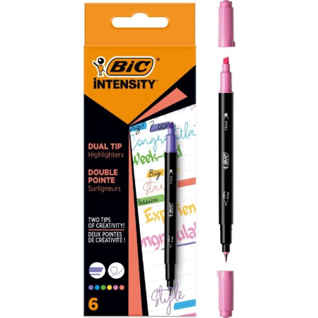 h2Marcadores Punta Biselada y Punta Fina Bic Intensity Dual Tip 503828 h2pSube la apuesta creativa para escribir tu diario con 