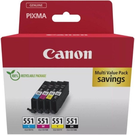ph2Multipack de cartuchos de tinta Canon CLI 551 BK C M Y h2divpEste multipack contiene un deposito de tinta de cada color cian