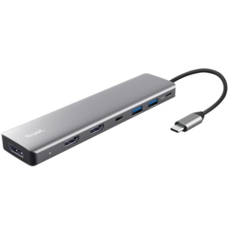 h2Dalyx Adaptador multipuerto 7 en 1 Gris h2divpElegante adaptador multipuerto en aluminio para conectar 3 monitores y accesori