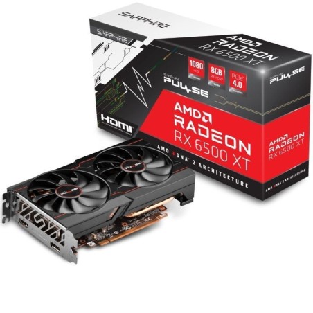 h2PULSE AMD Radeon RX 6500 XT 8GB h2divpulliGPU Reloj Boost Hasta 2855 MHz liliMemoria 8 GB 64 bit DDR6 18 Gbps efectivos liliP